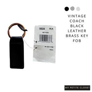 Coach Vintage Leather Key Fob Black Brass #5534 NWT